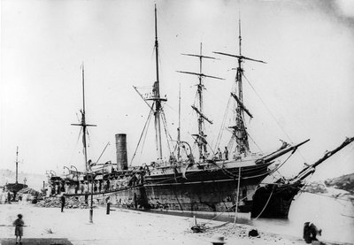 HMS Ebro at St Lucia Coaling Station, c.1880s by British Photographer